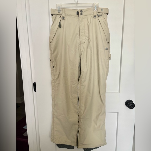 Ride Pants - RIDE SNOWBOARD PANTS WATERPROOF KHAKI TAPERED SEAMS ADJUSTABLE WAIST SZ WOMEN M